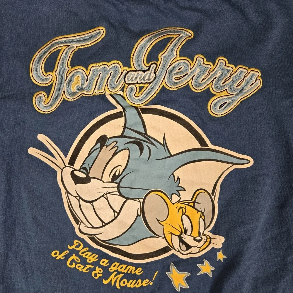 Tom And Jerry Varsity Jacket Youth Kids XL Snap Cartoon‎ Patch Letterman Vintage